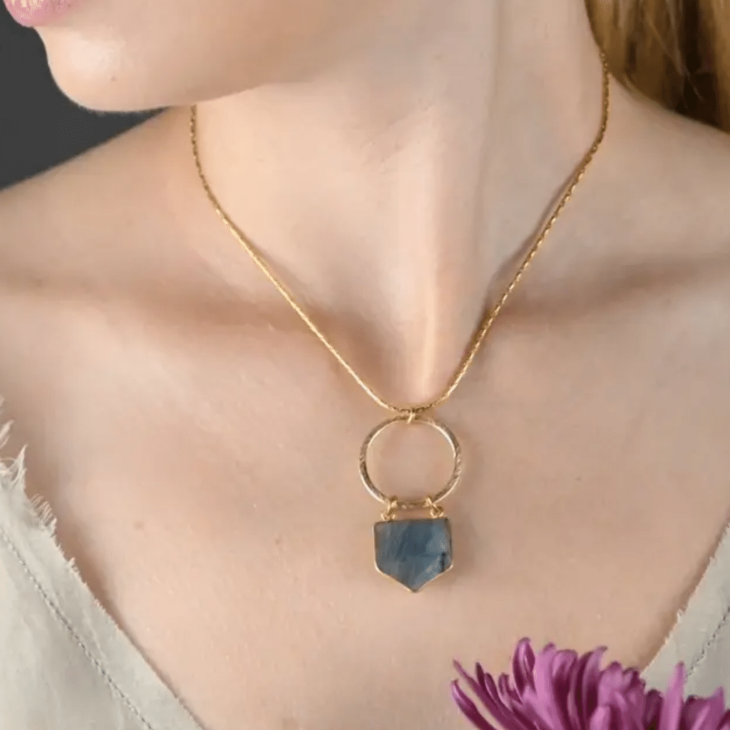 Labradorite Shield & Circle Necklace