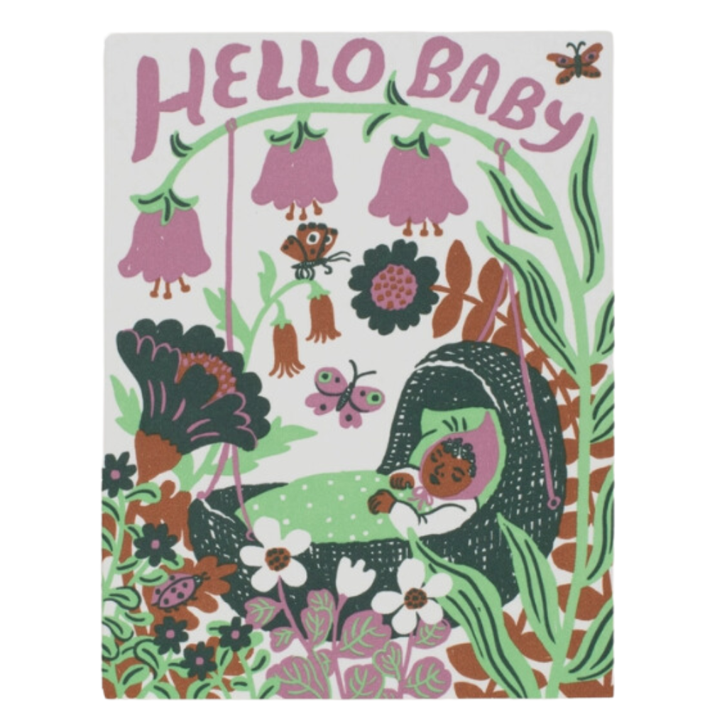 Hello Baby Purple Bassinet Card