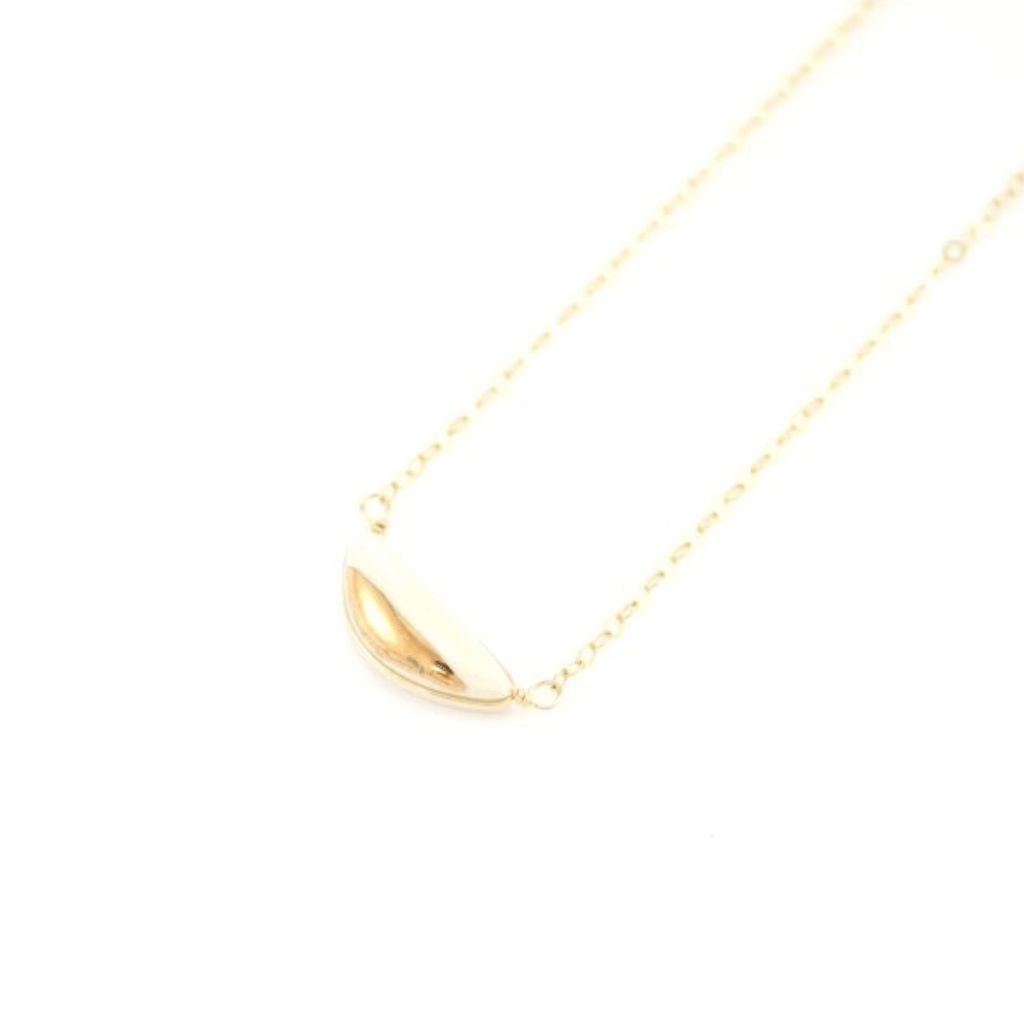 Teeny Half Pebble Necklace | White/Gold