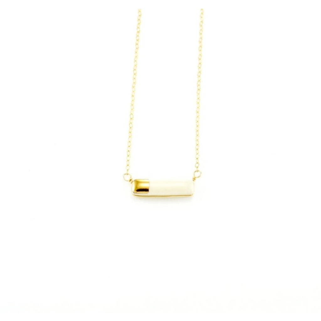 Teeny Reed Necklace | White/Gold