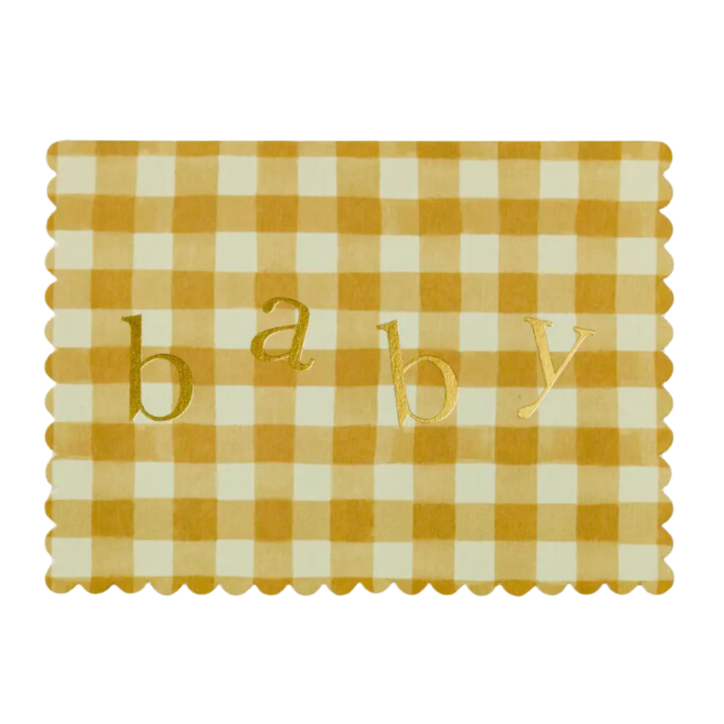 Mustard Gingham Baby Card