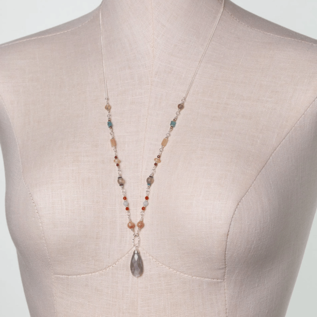 Gentle Breeze Moonstone and Carnelian Statement Necklace