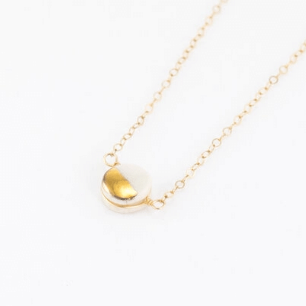 Teeny Pebble Necklace | White/Gold