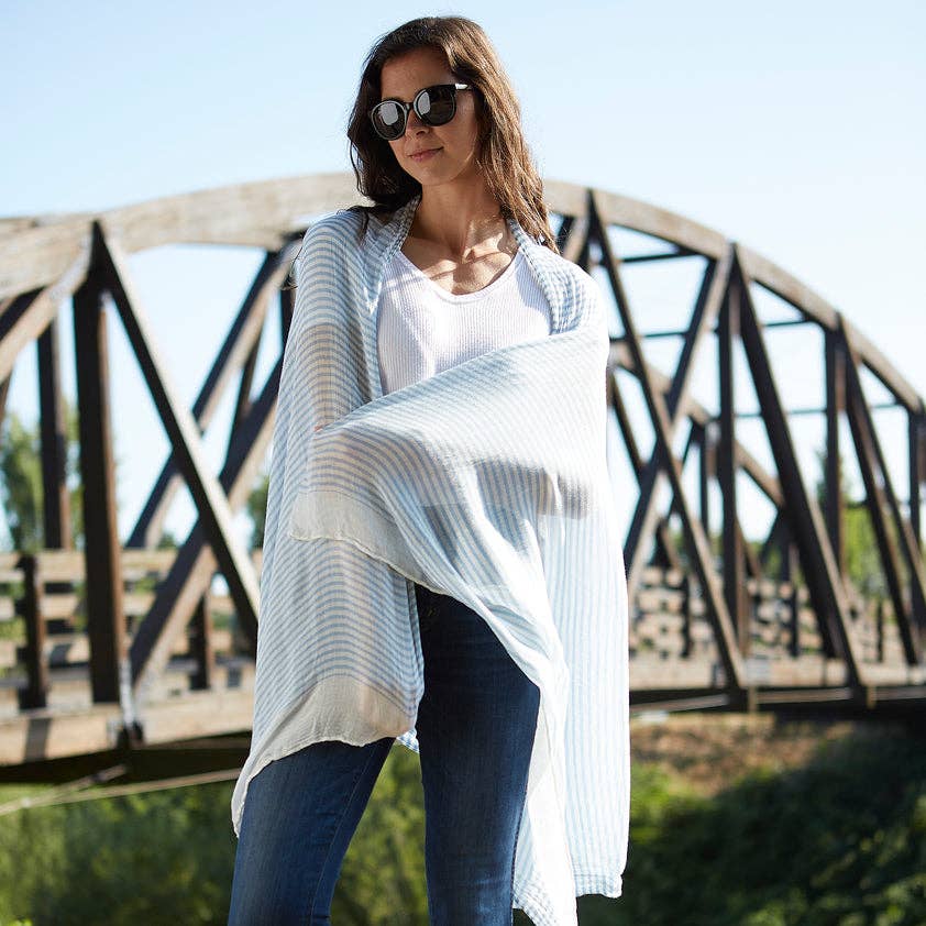 Tiny Stripe Insect Shield Scarf | Blue