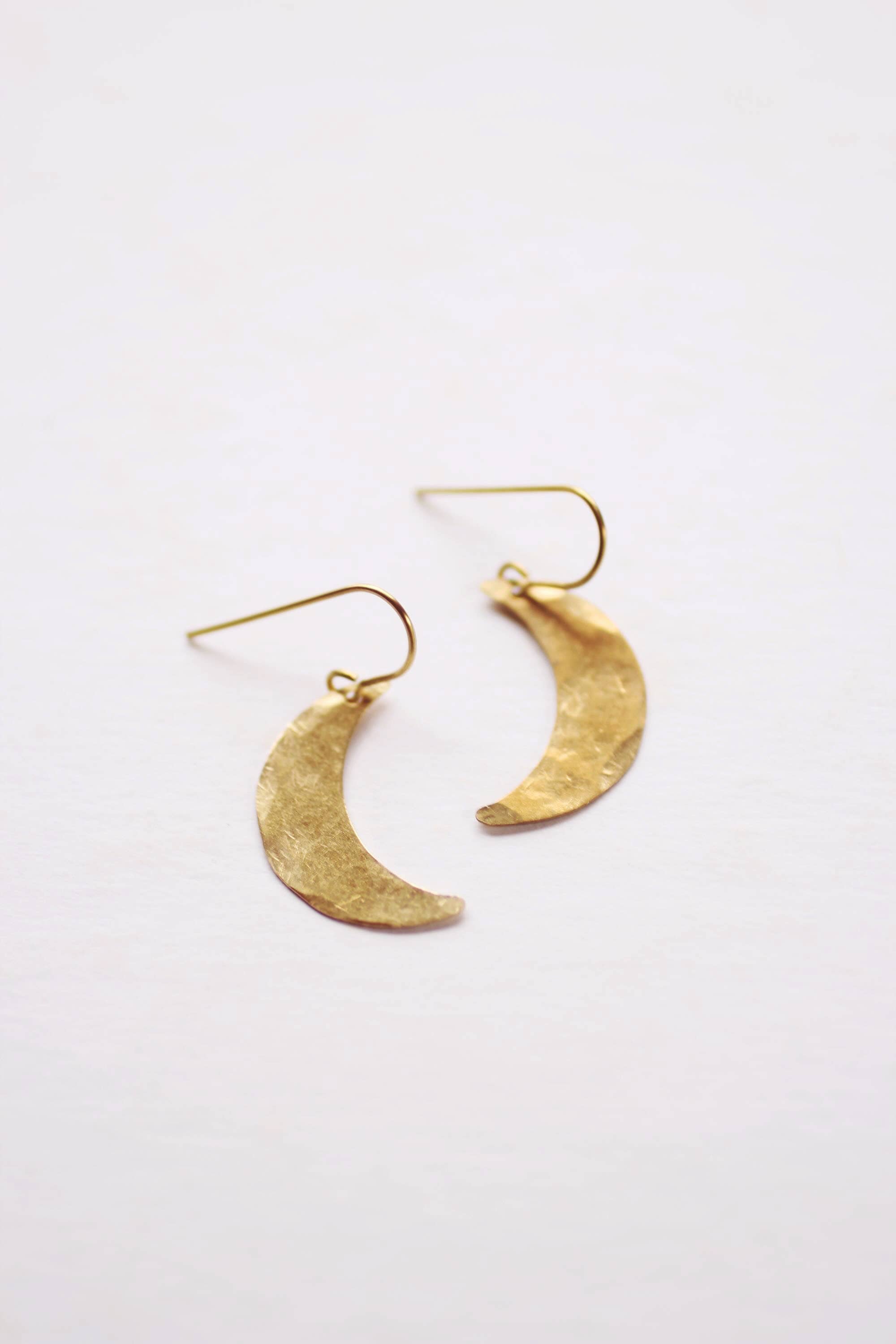 Hammered Crescent Moon Earrings