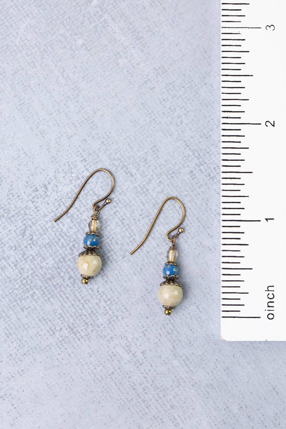 Sacred Heart Czech Glass, Jasper Simple Earrings
