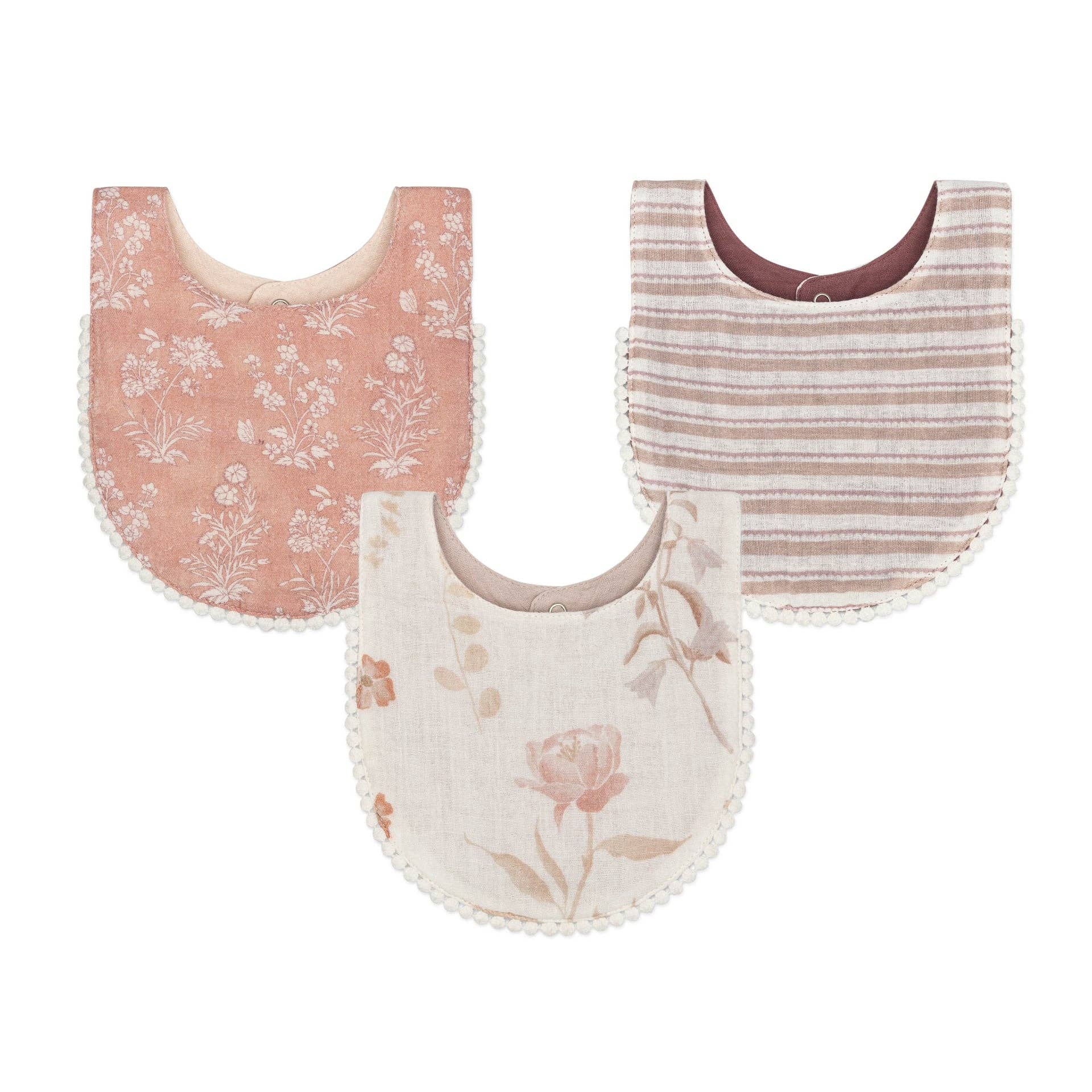 Violet Floral Bib Set