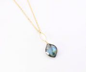 Raina Labradorite Gold Marquise Pendant Necklace