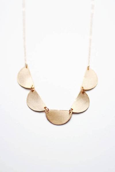 Scalloped Half Moon Necklace