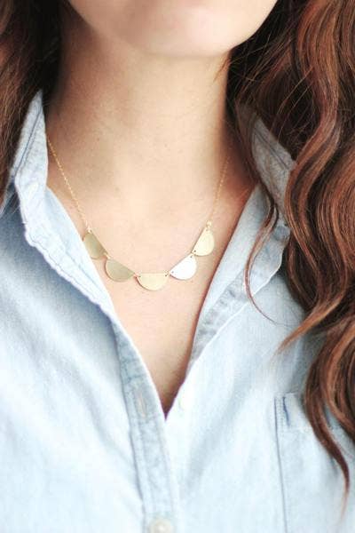 Scalloped Half Moon Necklace