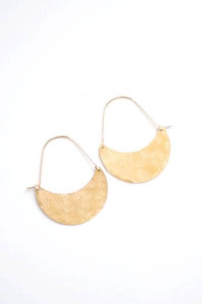 Hammered Crescent Hoop Earrings