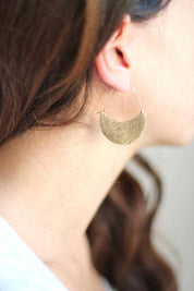 Hammered Crescent Hoop Earrings