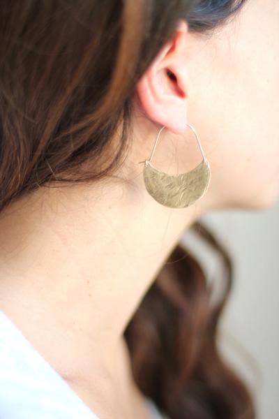 Hammered Crescent Hoop Earrings