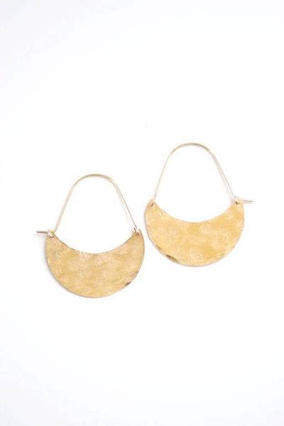 Hammered Crescent Hoop Earrings