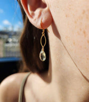 Green Amethyst Dainty Gold Marquis Earrings