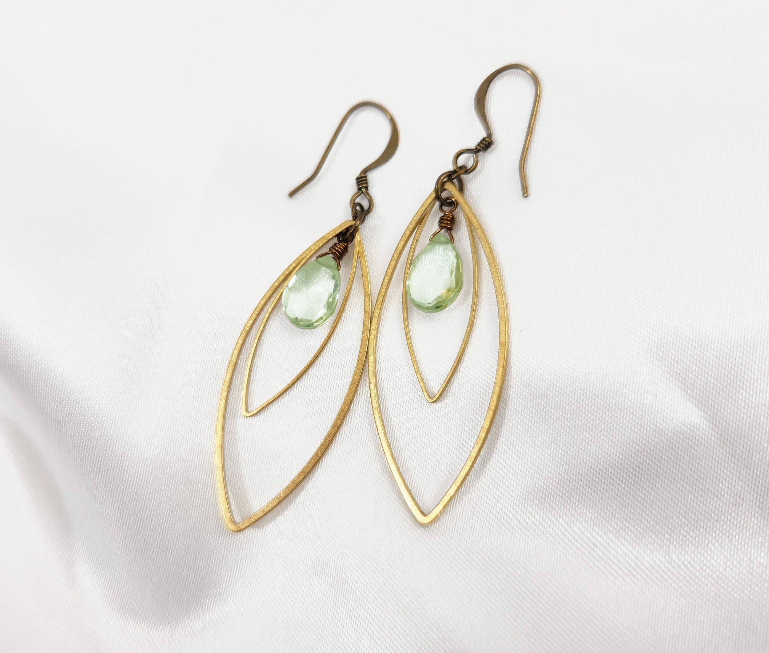 Green Amethyst Double Marquise Earrings