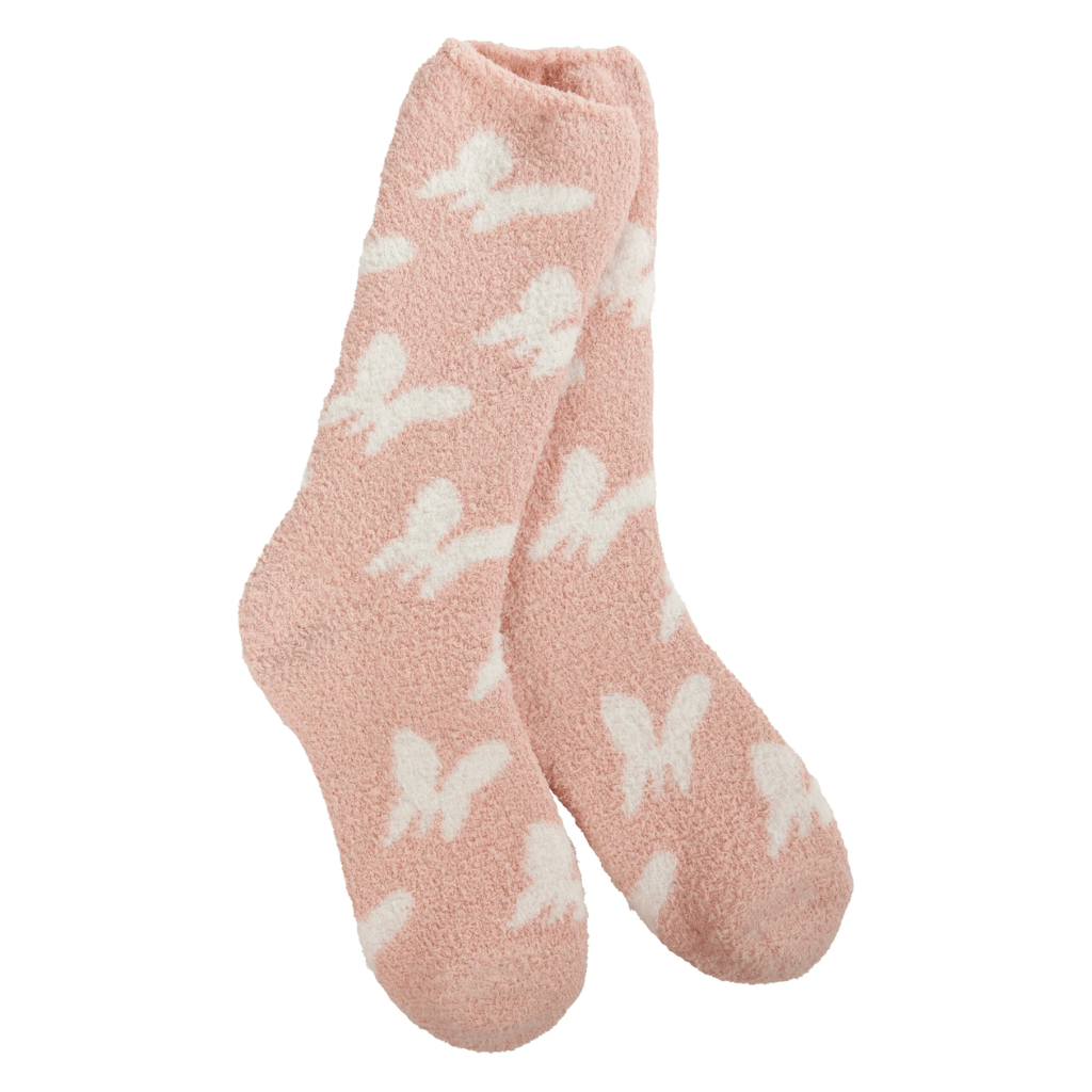 Butterfly Rose Cozy Crew Socks