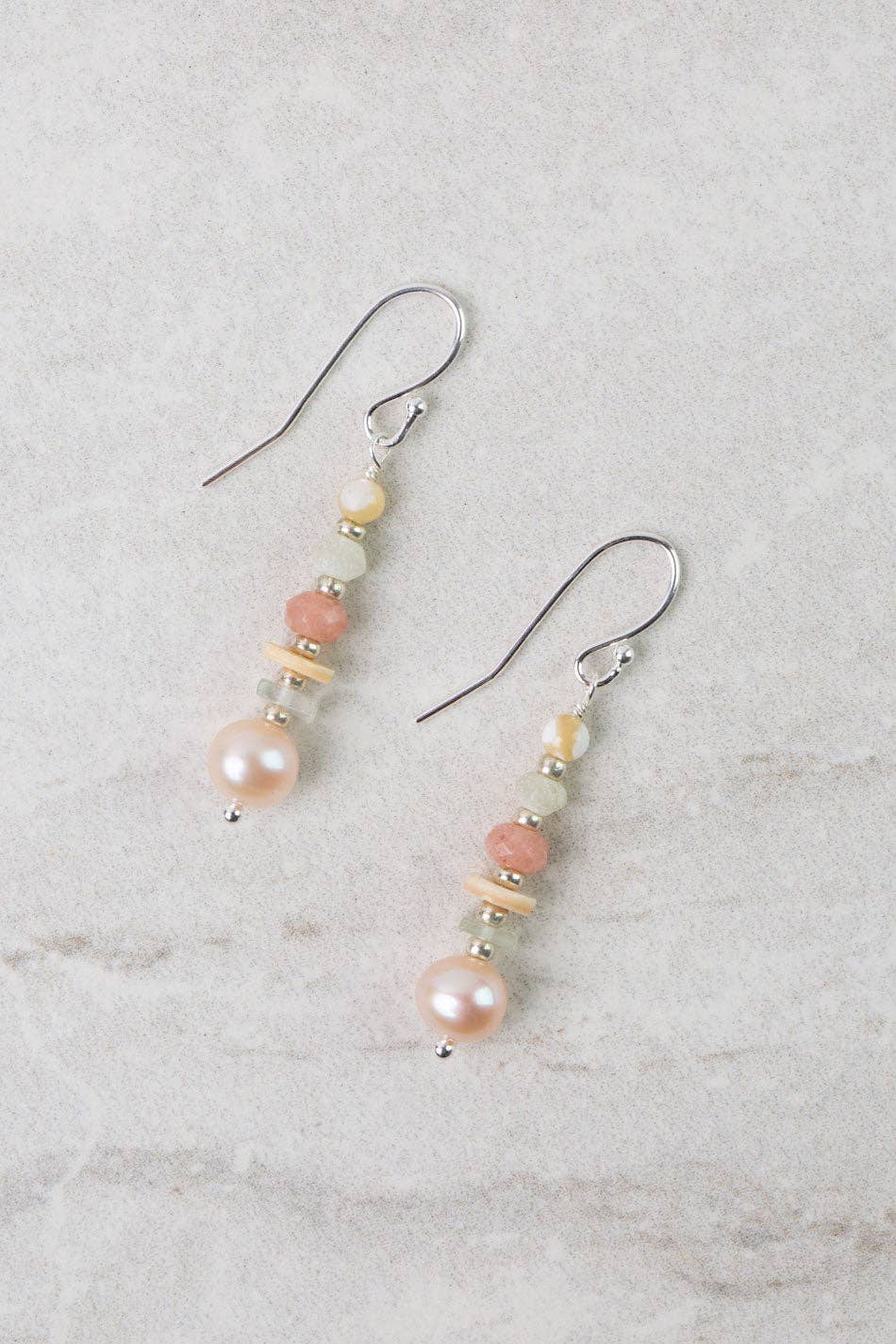 Calming Fleurs Shell, Freshwater Pearl Simple Earrings