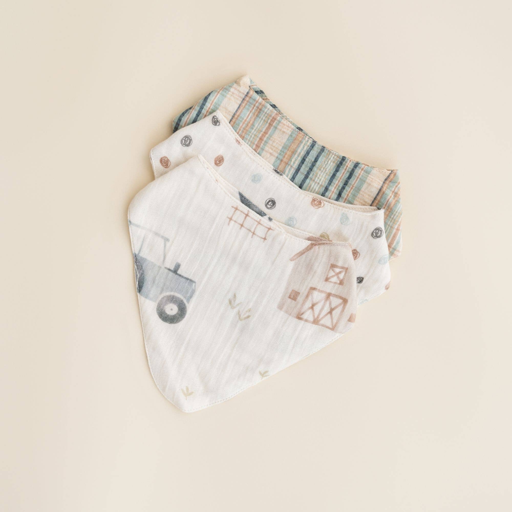Farmhouse Tractor Muslin Bib Set