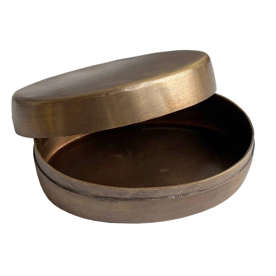 Oval Antiqued Brass Trinket Box