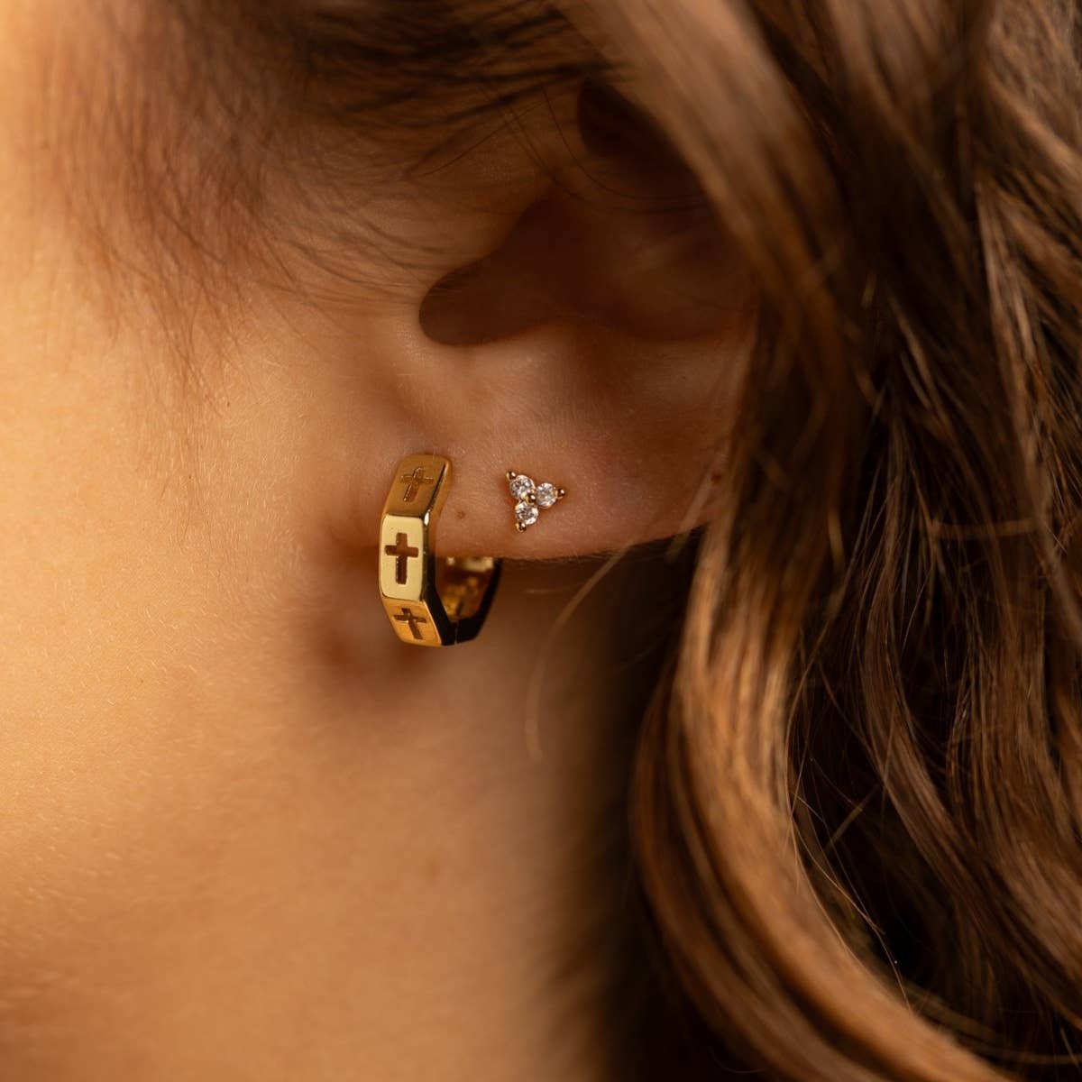Triple Cluster Stud Earrings