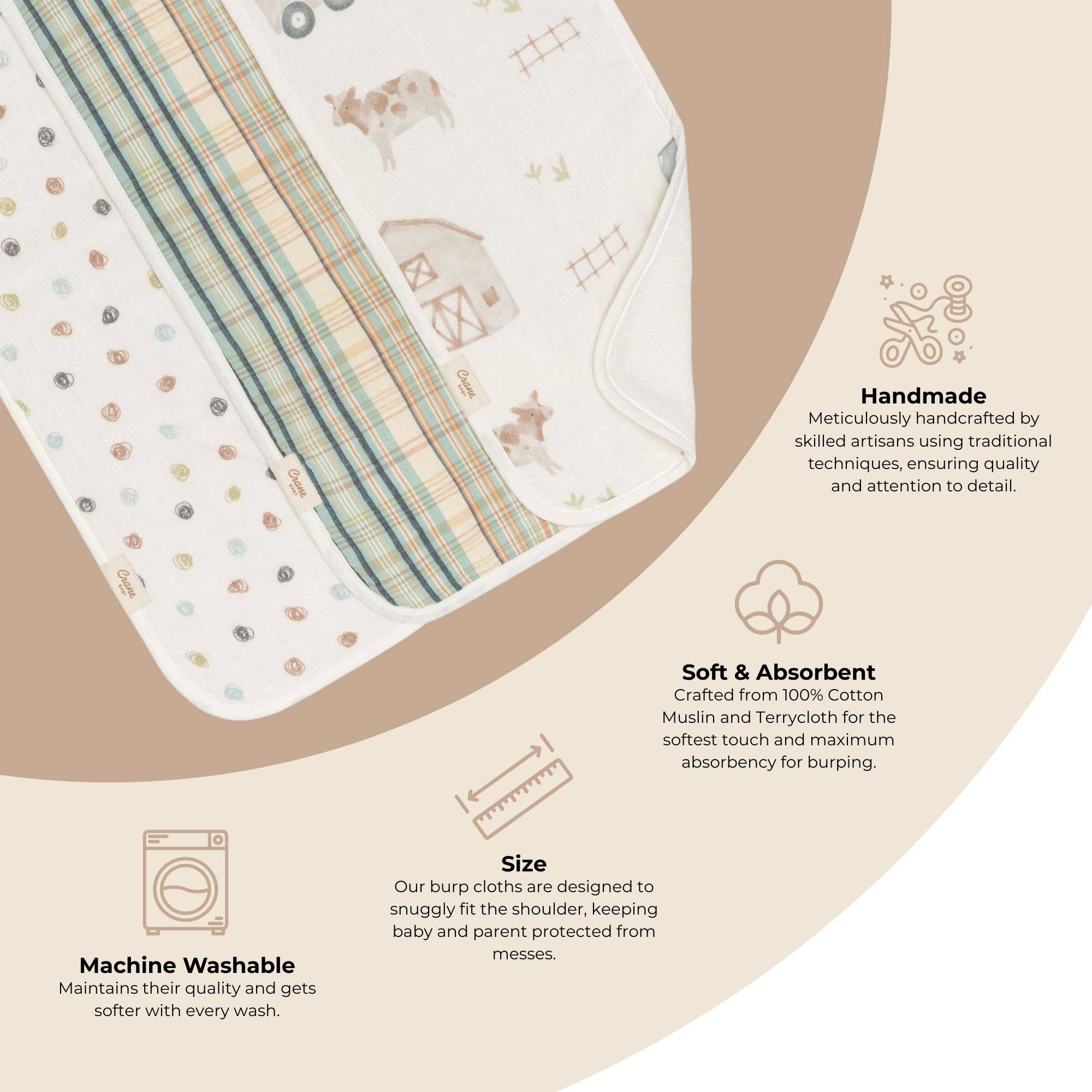 Farmhouse Tractor Burp Cloth Set