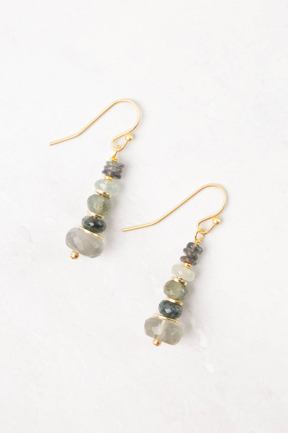 Equinox Aquamarine, Labradorite, Moonstone Simple Earrings