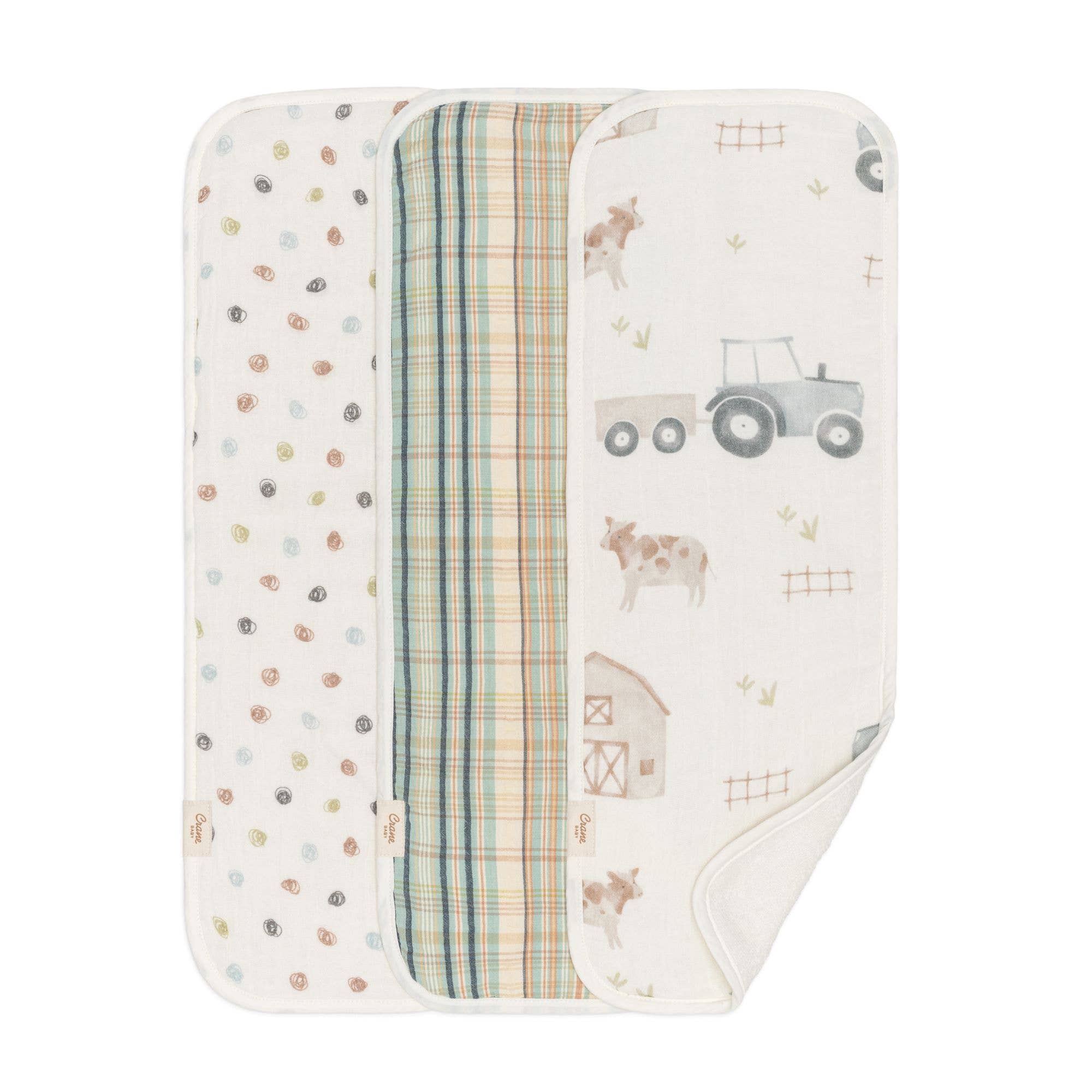 Farmhouse Tractor Burp Cloth Set