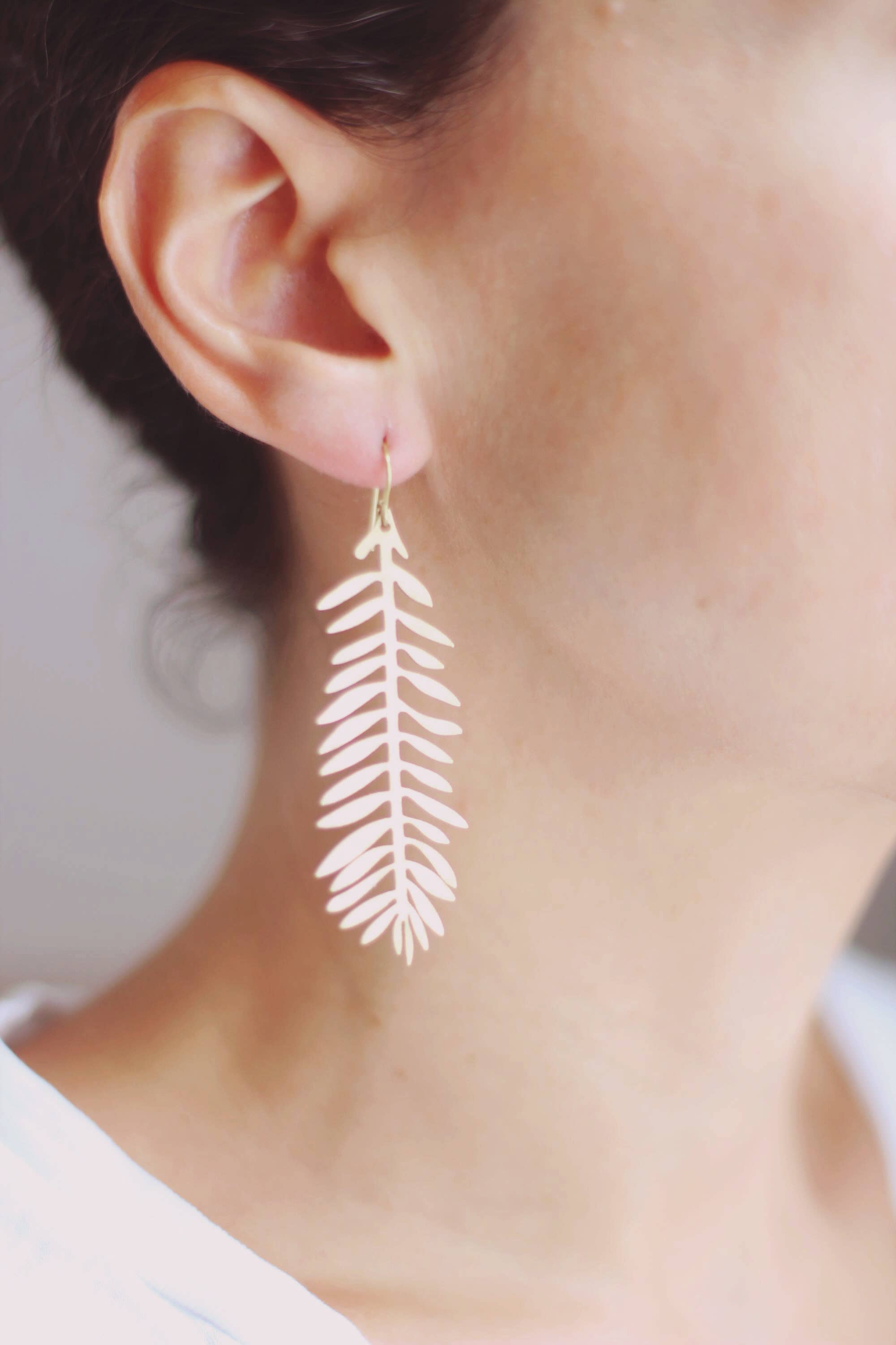 Hammered Long Branch Earrings