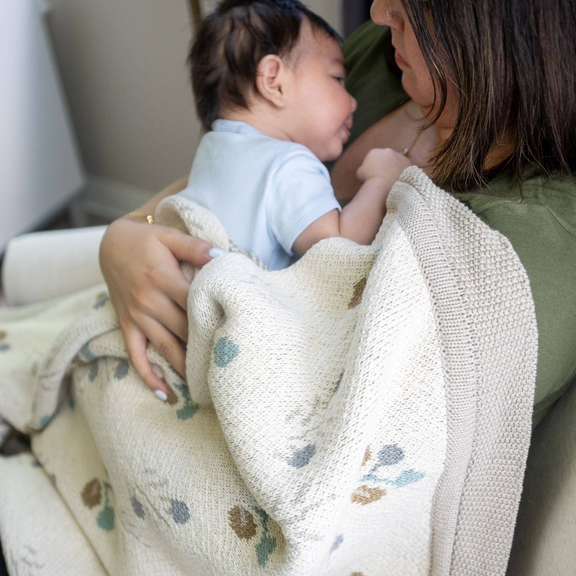 Poppy Organic Cotton Knitted Baby Blanket