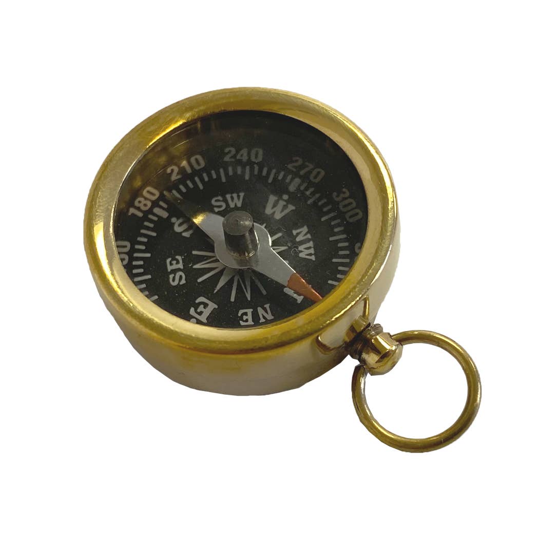 Polished Brass Mini Compass Necklace
