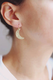Hammered Moon and Star Earrings