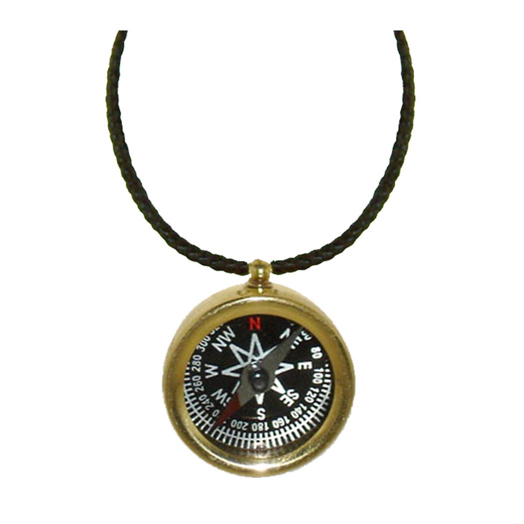 Polished Brass Mini Compass Necklace