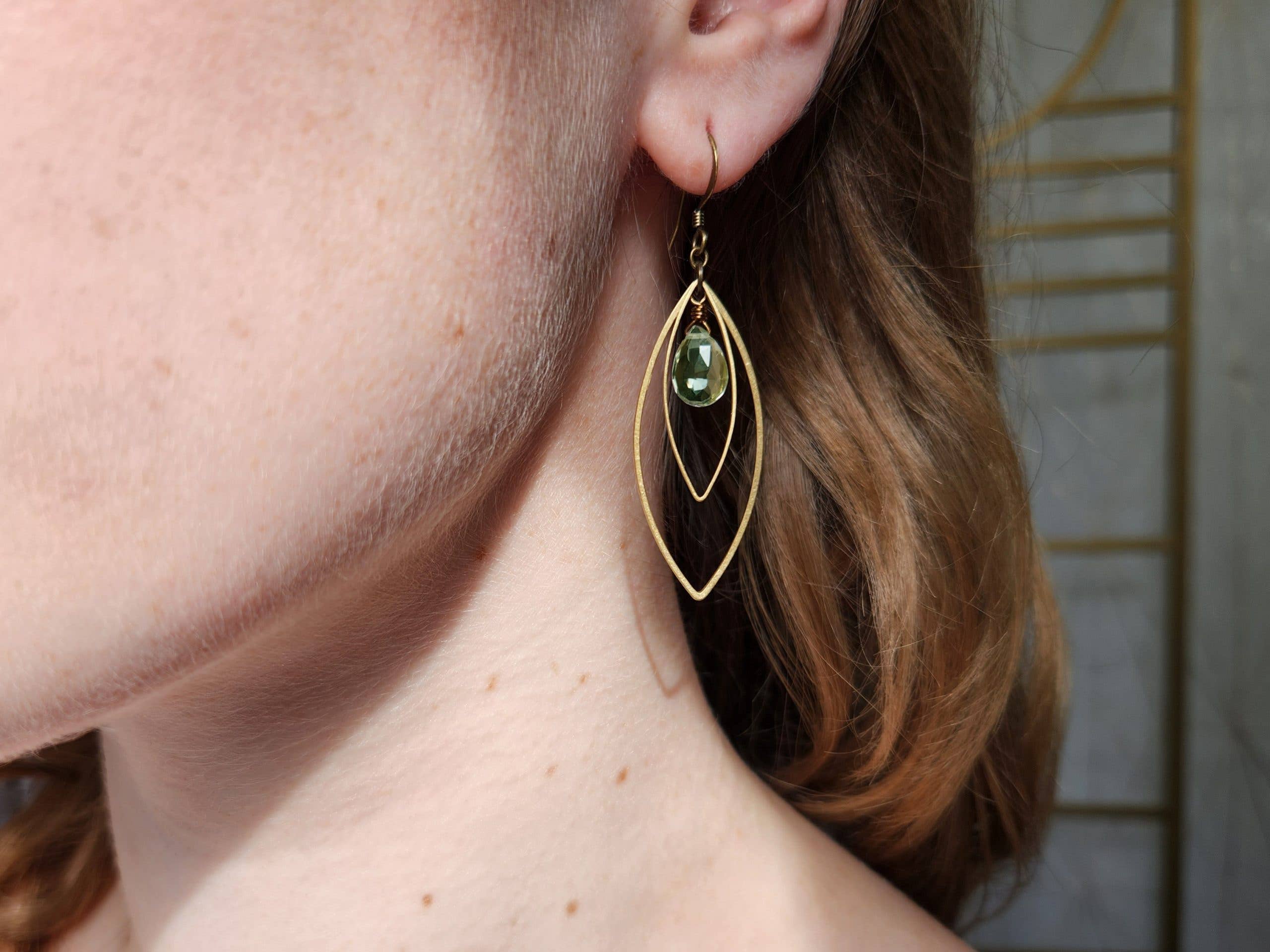Green Amethyst Double Marquise Earrings