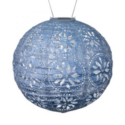 Metallic Blue Boho Globe Solar Lantern