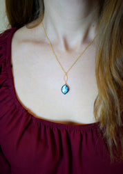 Raina Labradorite Gold Marquise Pendant Necklace