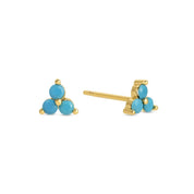 Light Blue Triple Cluster Stud Earrings