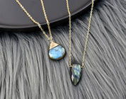 Fiona Labradorite Shield Gold Pendant Necklace