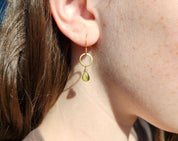 Peridot Gold Circle Earrings