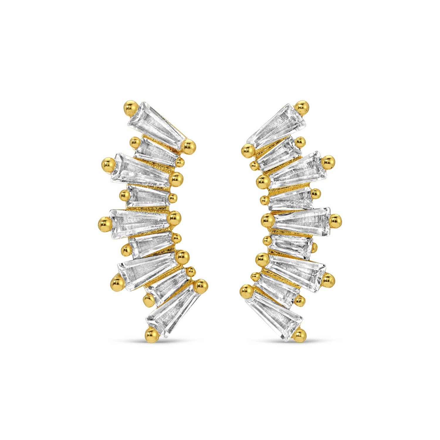 Curved Baguette Stud Earrings