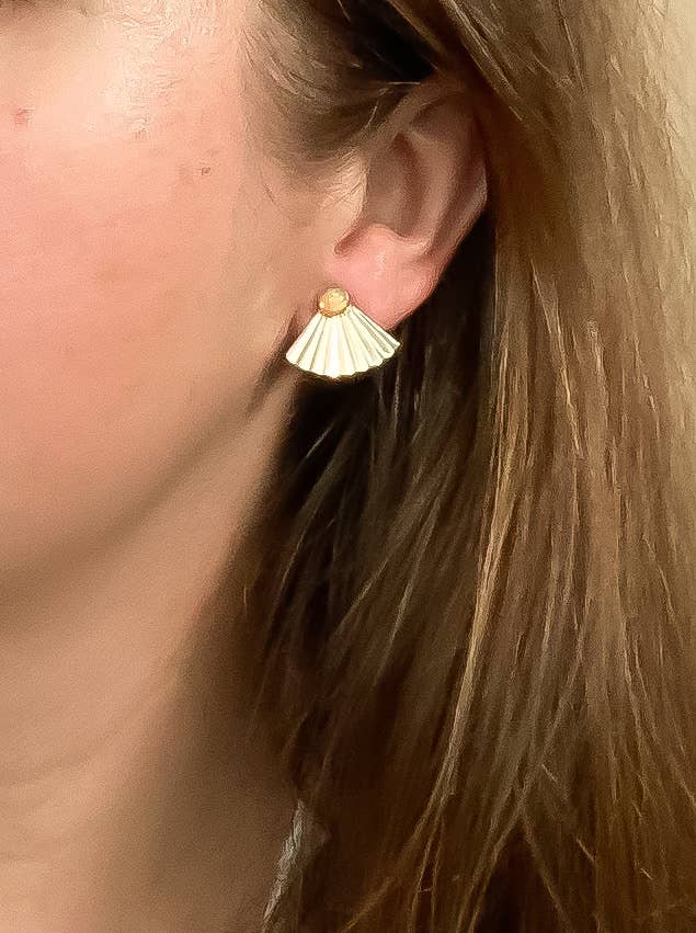 Ethiopian Opal Mini Pleat Jacket Earrings