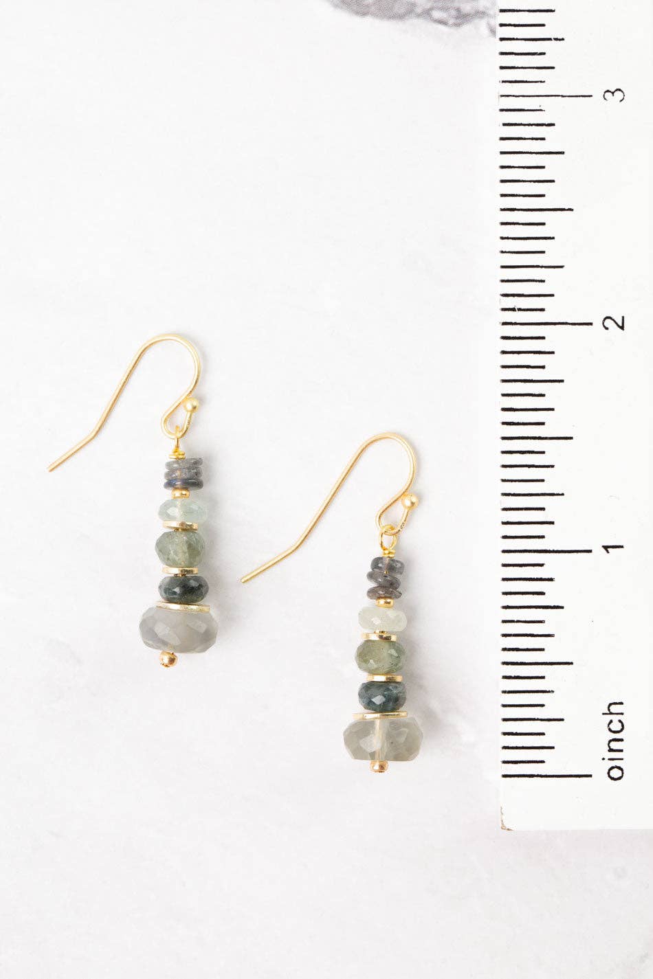 Equinox Aquamarine, Labradorite, Moonstone Simple Earrings