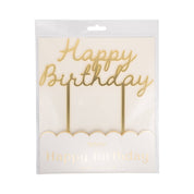 Gold Script Happy Birthday Cake Topper