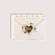 Pink Gold Foil Envelope Happy Anniversary Greeting Card