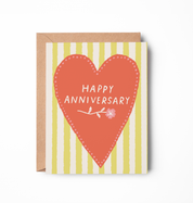 Big Red Heart Happy Anniversary Card