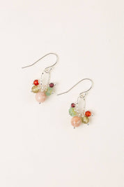 Gentle Breeze Peach Moonstone, Czech Glass, Carnelian Dangle Earrings