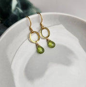 Peridot Gold Circle Earrings