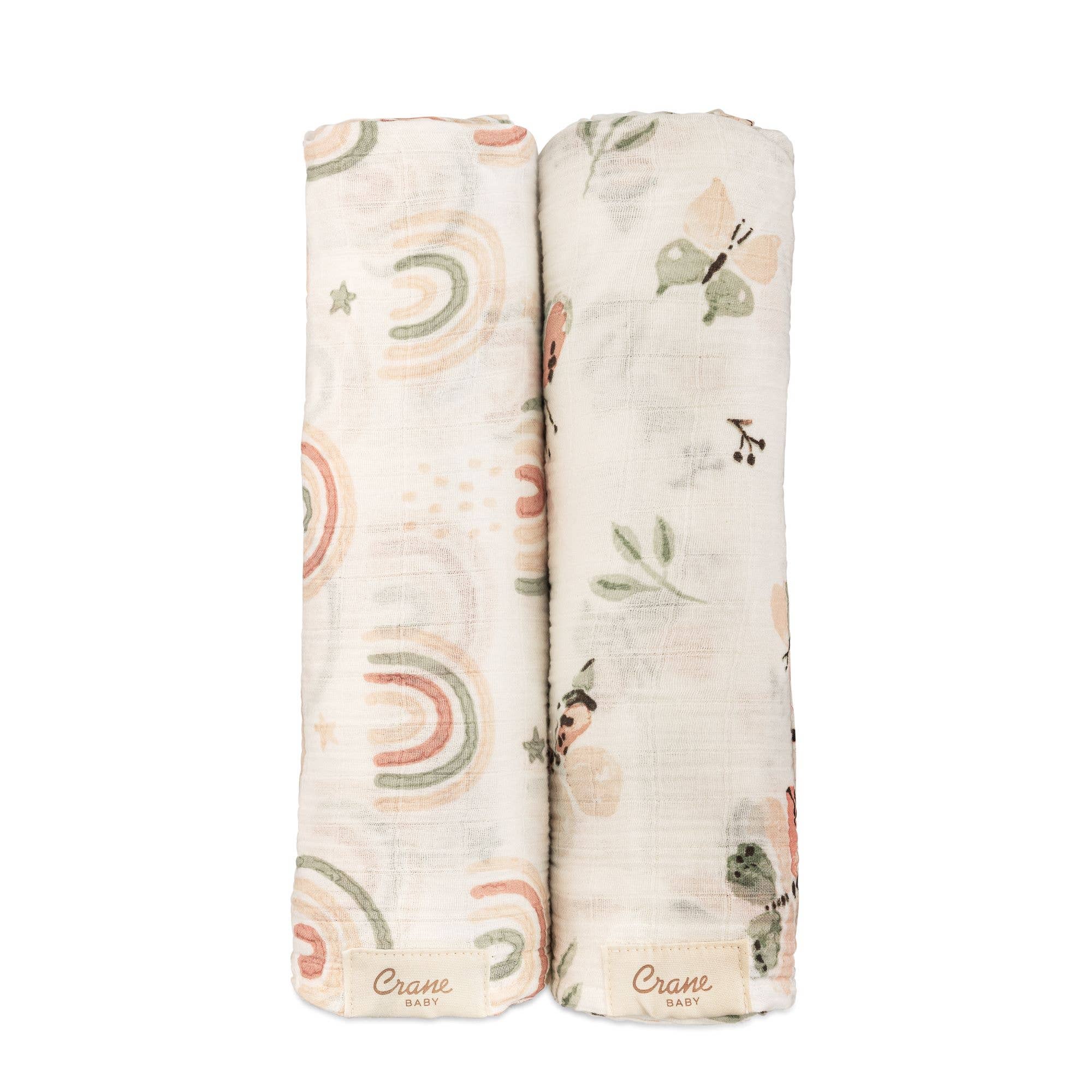 Butterfly/Rainbow Muslin Swaddle Set