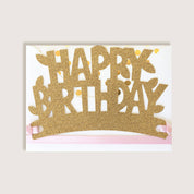 Gold & Pink Happy Birthday Glitter Crown
