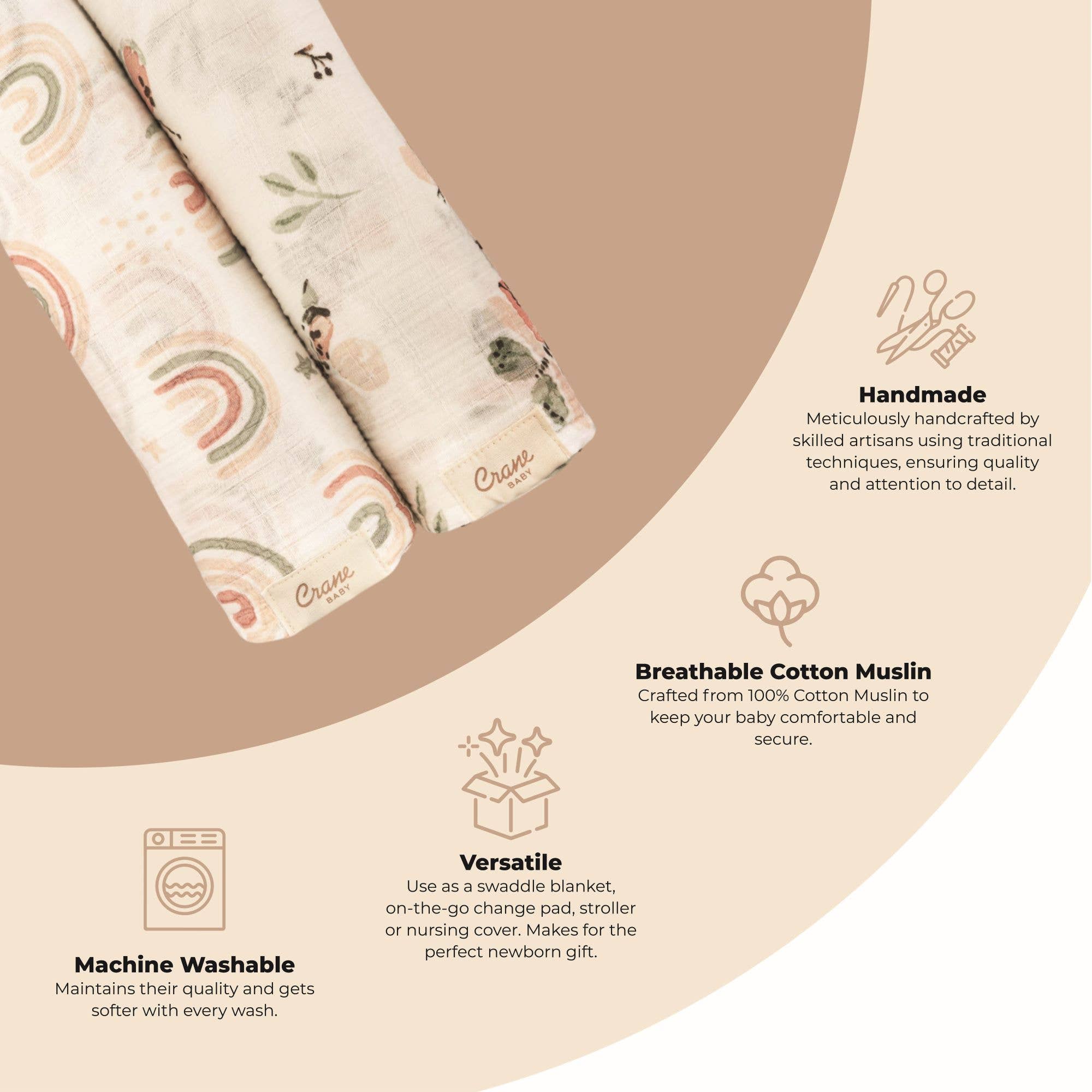 Butterfly/Rainbow Muslin Swaddle Set